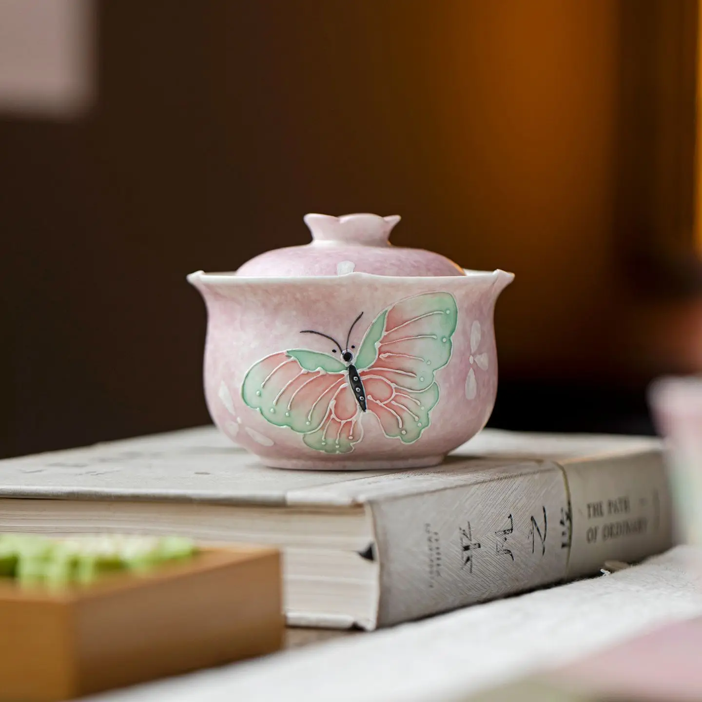 Underglaze Color Pure Hand Drawing Two Pieces Tureen Ceramic Lucky Bag Set Household Brewing Bowl New Chinese Style