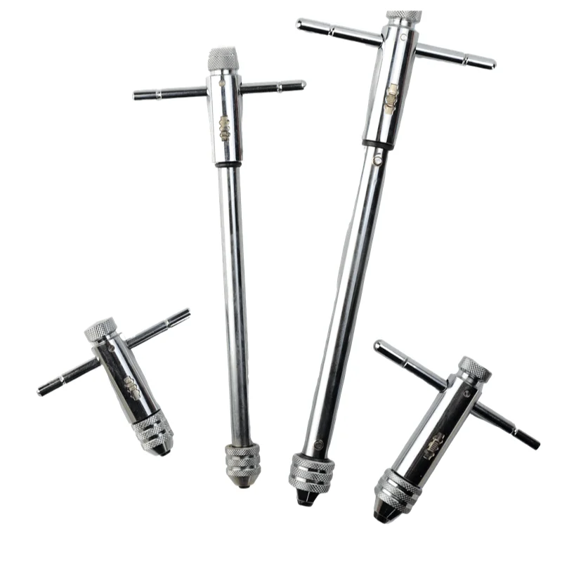 Adjustable Extended Manual Tapping Thread Tool Ratchet Wrench T-Handle Shaft Tapping Wrench M3-M8 M5-M12 Hand Tool
