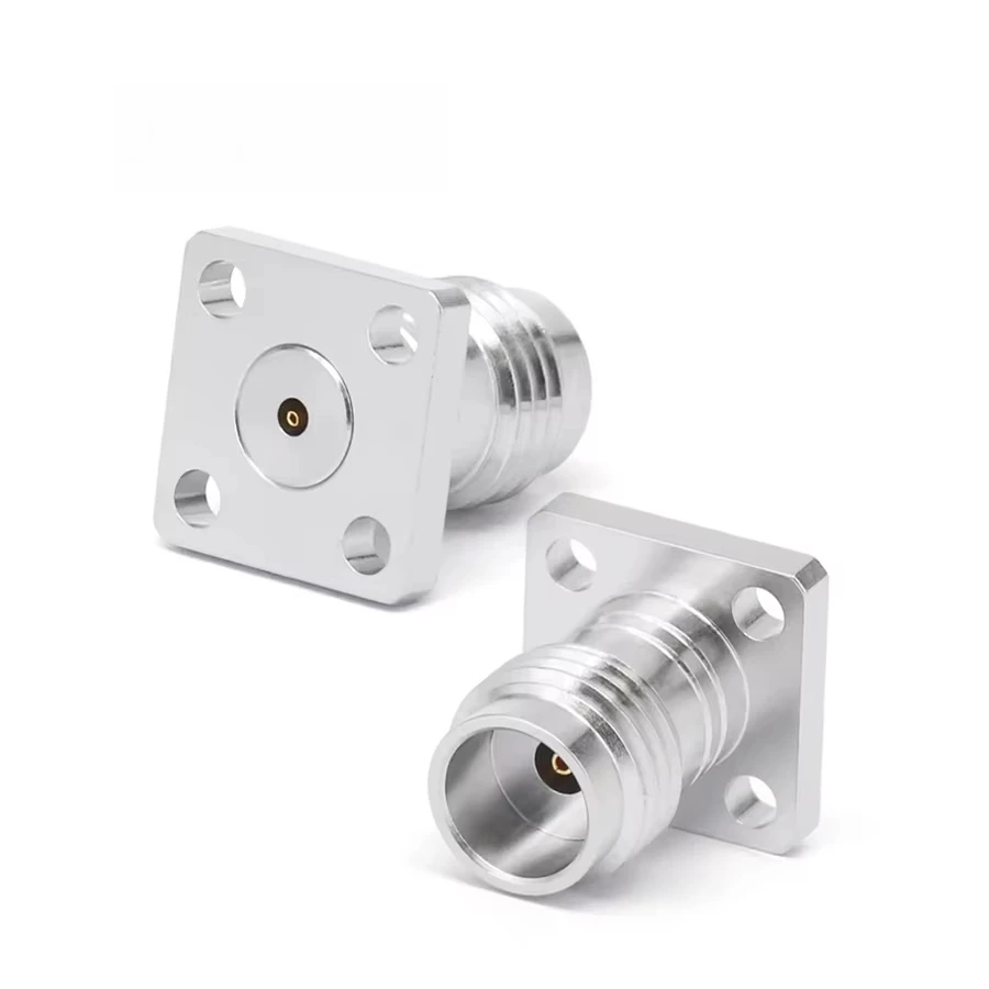 1.85mm Female Field Replaceable RF Connector with 4-Hole Flange for PCB & RF Applications Pin Diameter 0.3mm DC-65GHz