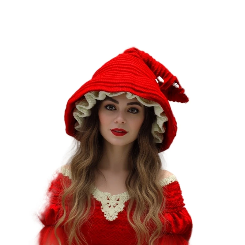 Knit Witch Hat Pointed Hat for Halloween Parties Masquerade Event Headwear