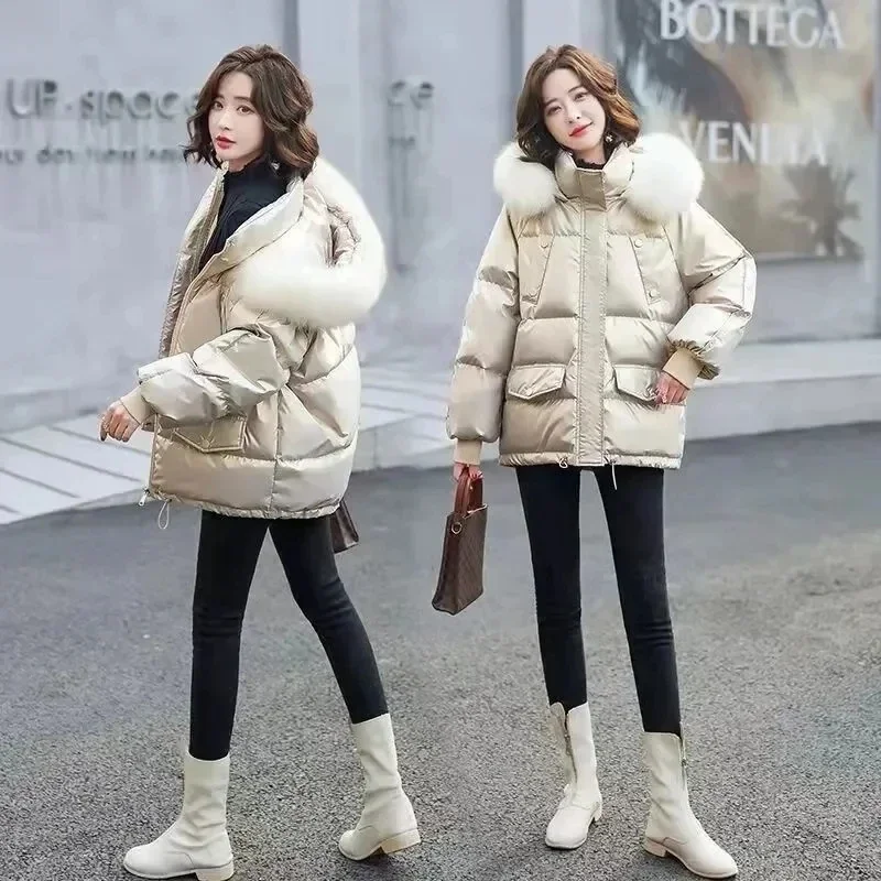 New Autumn Winter Wash-Free Glossy Women Jacket Hooded Parkas Female Korean Loose Short Warm Down Cotton Parka Outwear