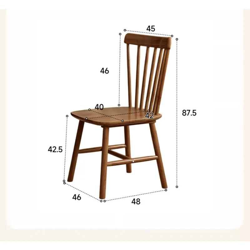 Solid wood dining chair household small apartment restaurant dining table chair backrest chair
