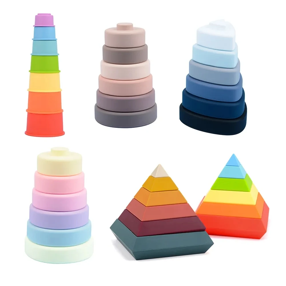 Silicone Building Blocks Learning Education IQ Montessori Enhancing Toys Color Perception Multifunction Health And Safety