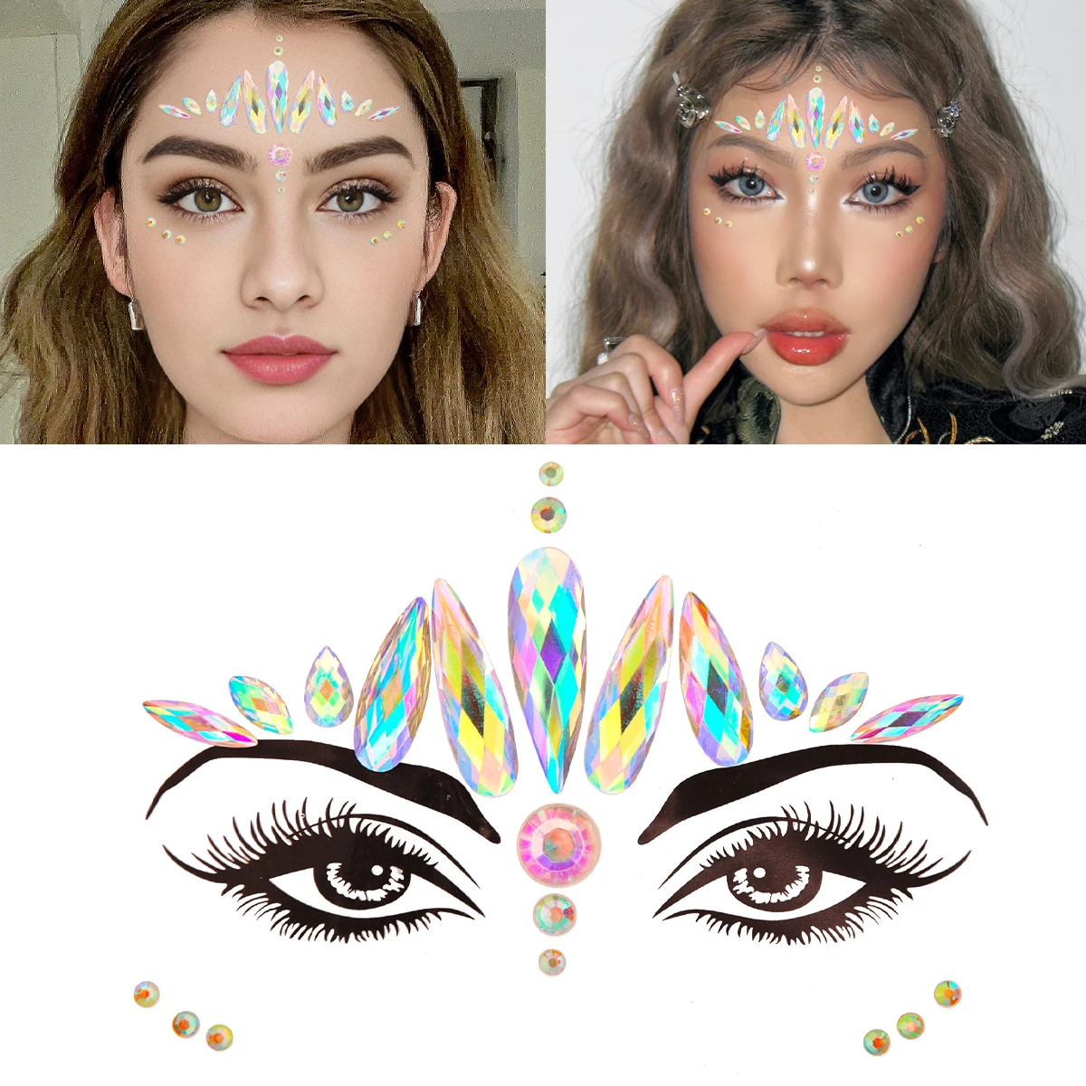 

1 set Tattoo Stickers 3D Face Crystal Eyes Face Body Rhinestones Waterproof Makeup Art Beauty Disposable Crystal Facial Patches