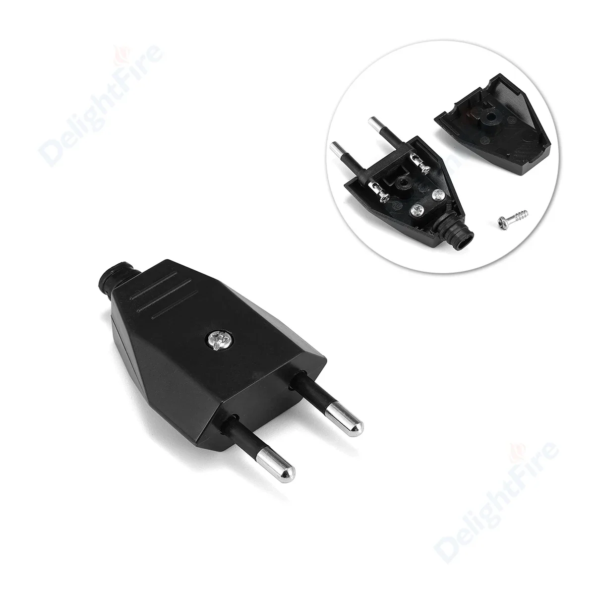 EU Replacement Plug Screw Connections EU Power Cable Connector Plug Electrical Socket Male Adapter For Electrical Cables.