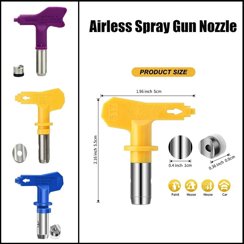 Airless Spray Tip Nozzle 209 - 655 High Pressure Airless Paint Spray Gun Nozzle Paint Sprayer Tool Three colors available