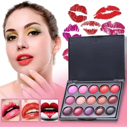 POPFEEL15 Colors Lipstick Palette Set Long Lasting Lip Gloss Korean Cosmetics Women Lip Tint Cheap and Small Beauty Lip Stain