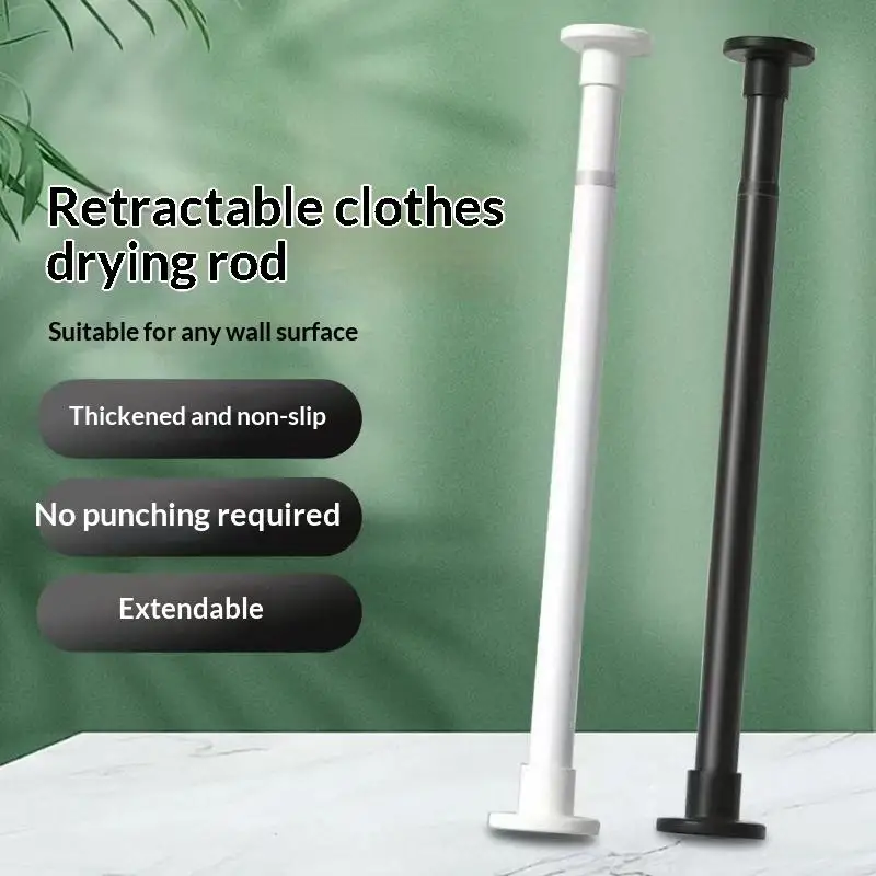 No Drill Telescopic Rod 100KG Capacity Heavy Duty Curtain Pole for Shower Wardrobe Balcony Curtain and Clothes Hanging Set