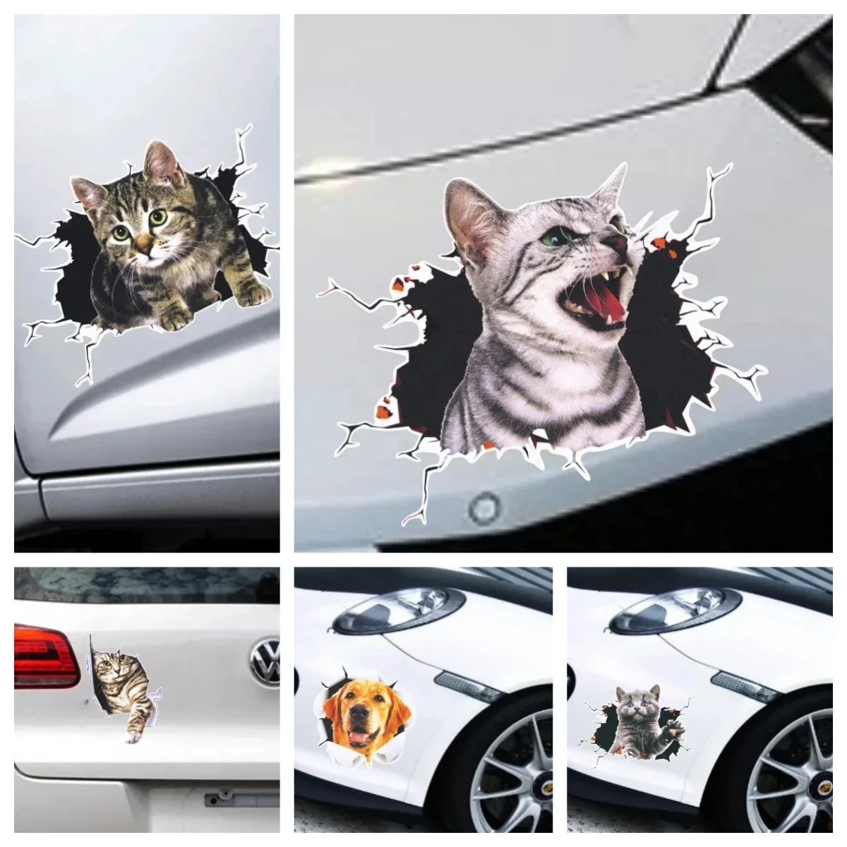 

Cartoon Car Stickers Creative 3D Cat Funny Car Body Scratch Masking Stickers Animal Styling Stickers Decoration Car Accessories
