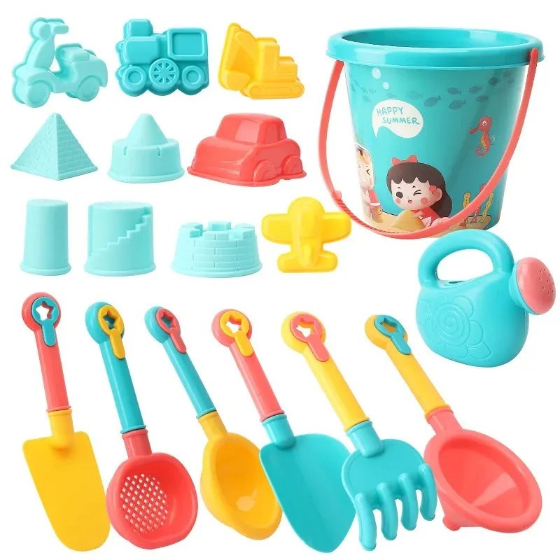 18PCS Beach Toy Set Bucket Seaside Children Play Water Tool Car Digging Sand Shovel Outdoor Play Sand Set