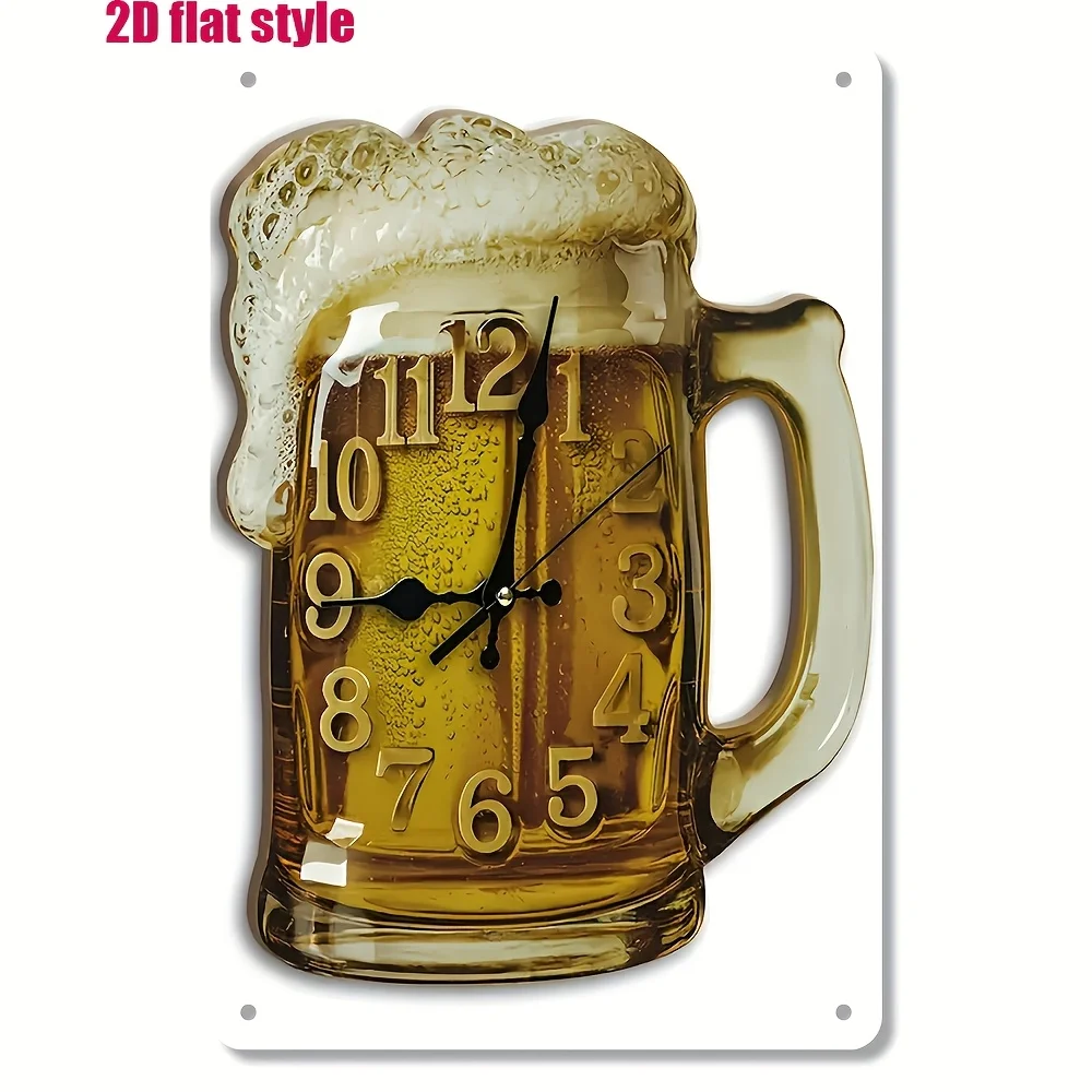 

Retro 2D Flat Iron Wall Clock - Vintage Home Decor, 8x12 Inches, Perfect for Kitchen, Living Room, Bar & Bathroom