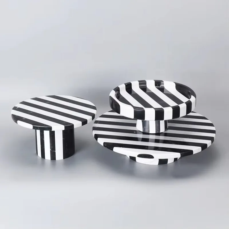 Excellent Zebra Stripe Round Marble Wedding Dessert Cake Stand Wedding Birthday Cake Table Event Stand