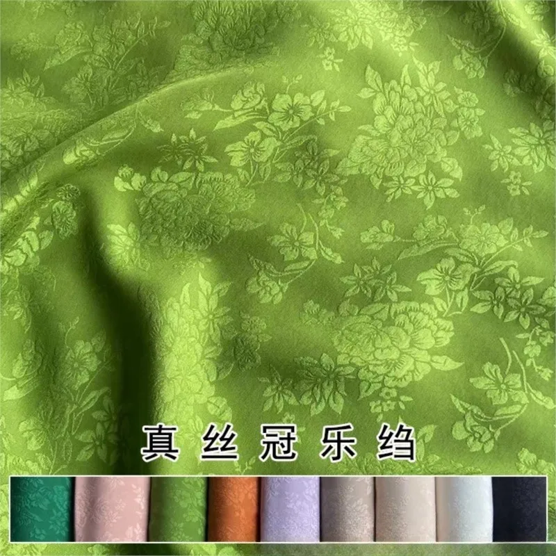 

19 momme flower silk crepe fabric Chinese clothing cheongsam dress