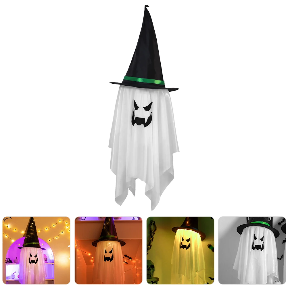 

Halloween Glowing Witch Hat LED Lighted Hanging Pendant Indoor Outdoor Spooky Decoration Halloween Glowing Witch Hat