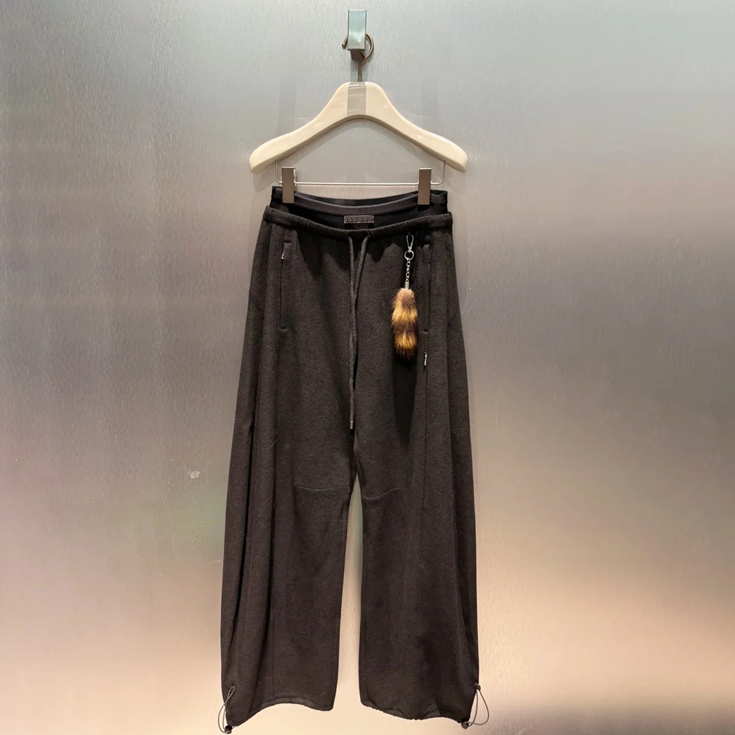 

Модные эластичные широкие брюки с высокой талией, повседневные брюки, женская одежда премиум-класса, осень-зима, новые свободные брюки с манжетами