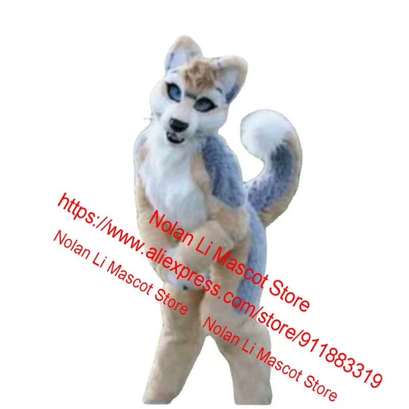 High Quality Long Haired Husky Dog Jackal Wolf Mascot Costume Unisex Cartoon Suit Cosplay Birthday Party Adult Size 1053