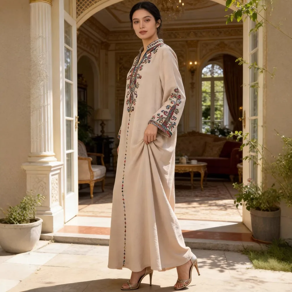Muslim Abaya for Women Party Dresses Embroidery Long Robe Eid Ramadan Dubai Abayas Kaftan Arab Jalabiya Modest Vestidos Morocco