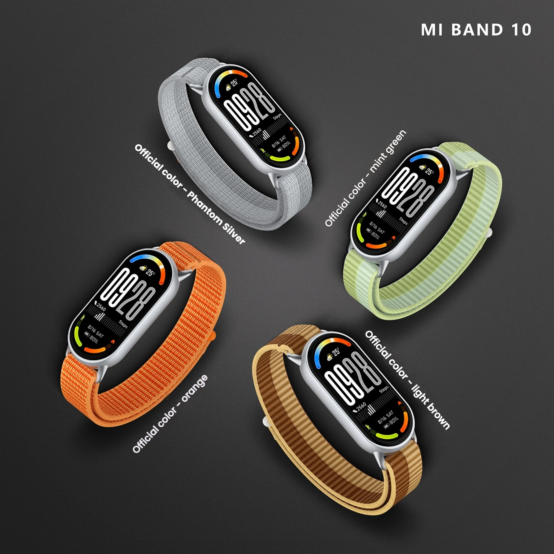 2 pieces Soft Nylon Loop Band For Mi Band 10 9 8,Adjustable Sport Bracelet Metal Head Replacement Wristband