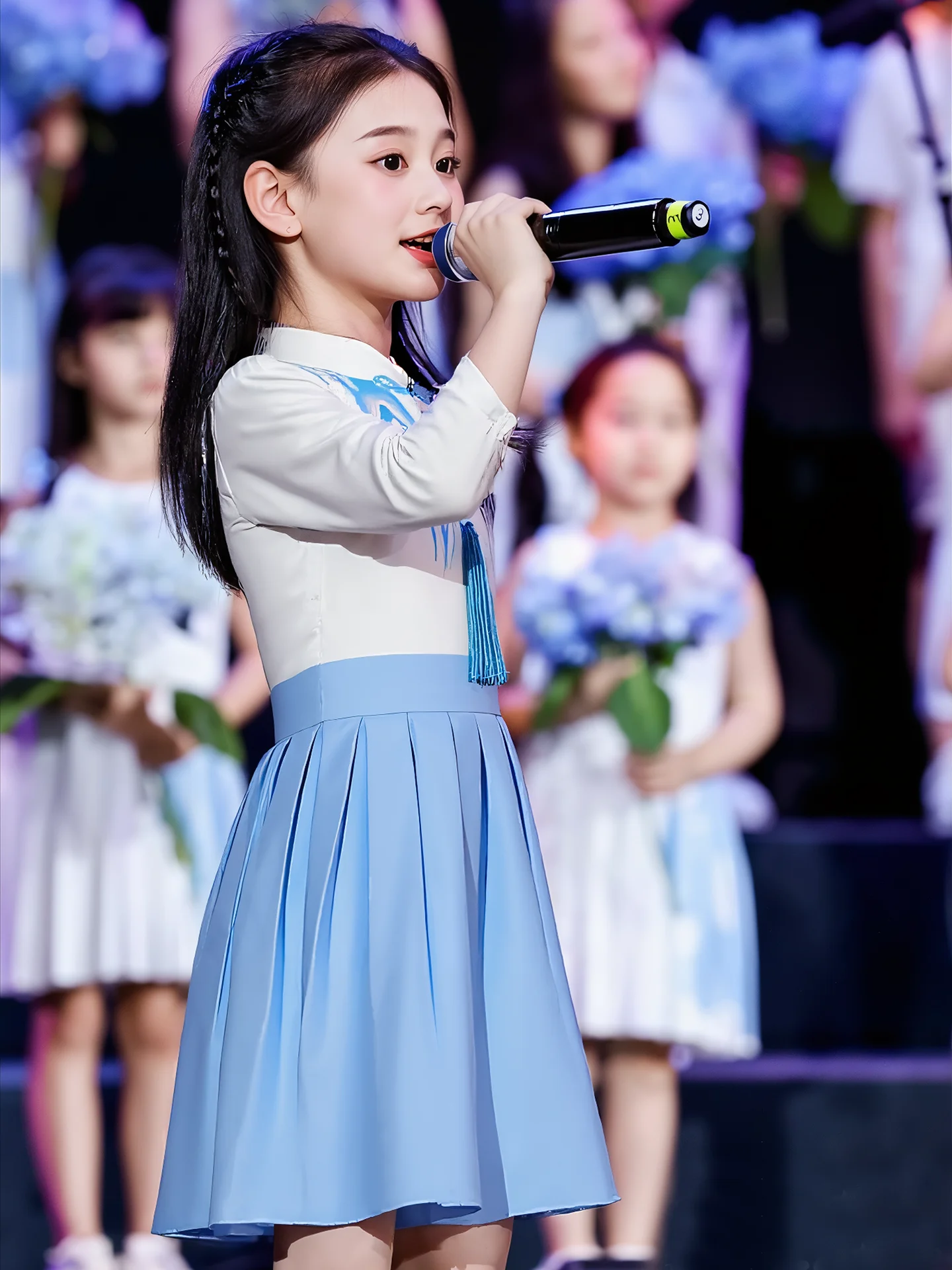 

Blue Performance Costume National Pride Children's Chorus Recitation Outfit Girls Primary School Sle Tewnjerll Sweet Trace