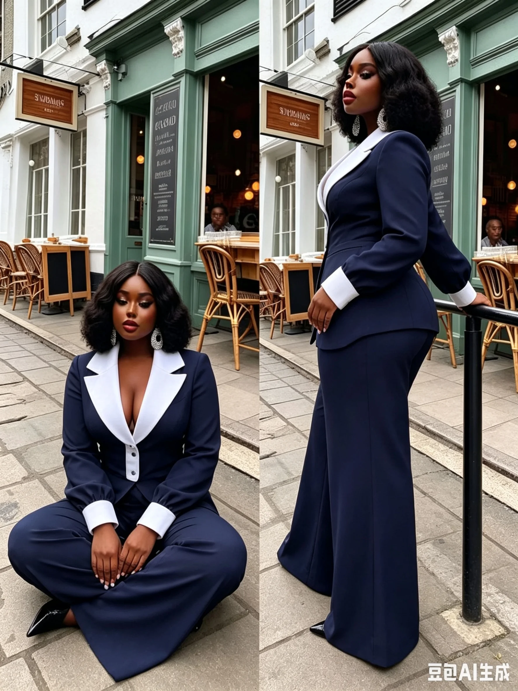 White Black Pinstripe Women Su - Women Formal Wear With Black Blazer 评论和价格