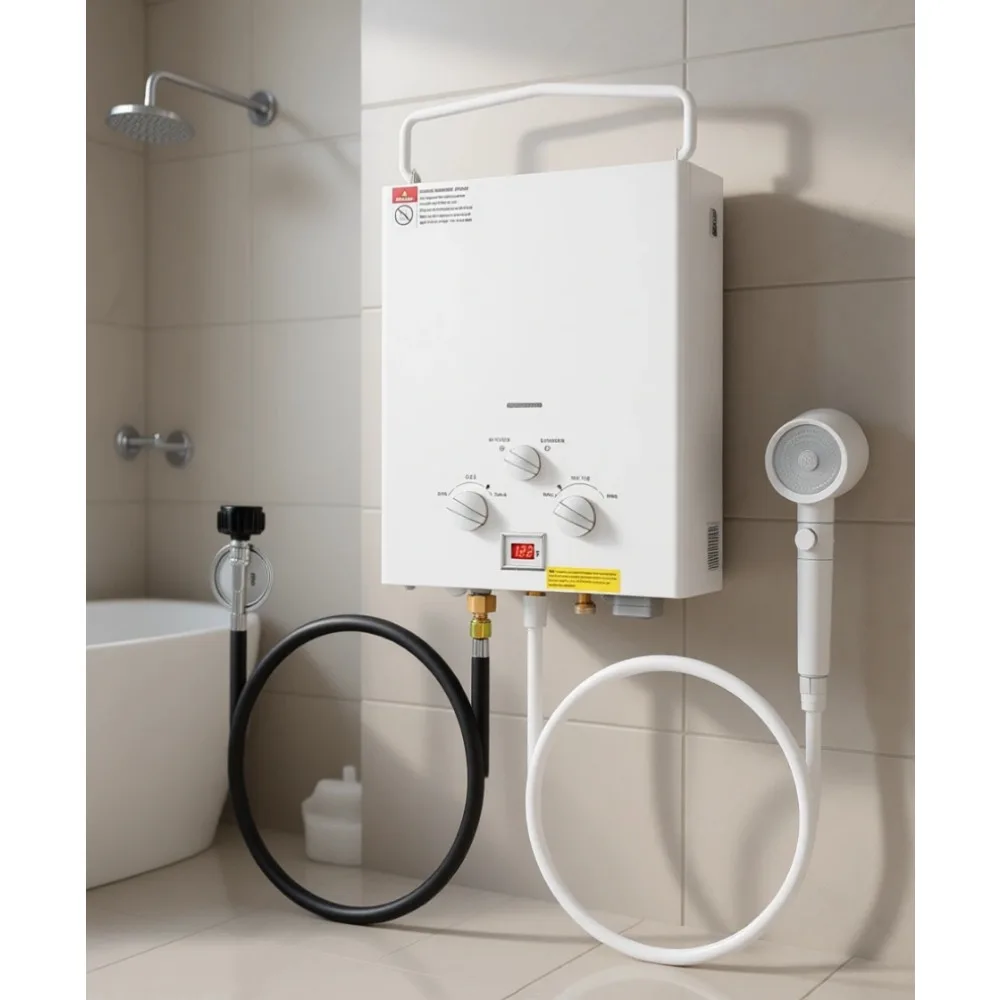 

Портативный проточный газовый водонагреватель на пропане 5 л, 34000 BTU, 1.32 GPM, мгновенный нагрев для автодомов, кемпинга, домиков