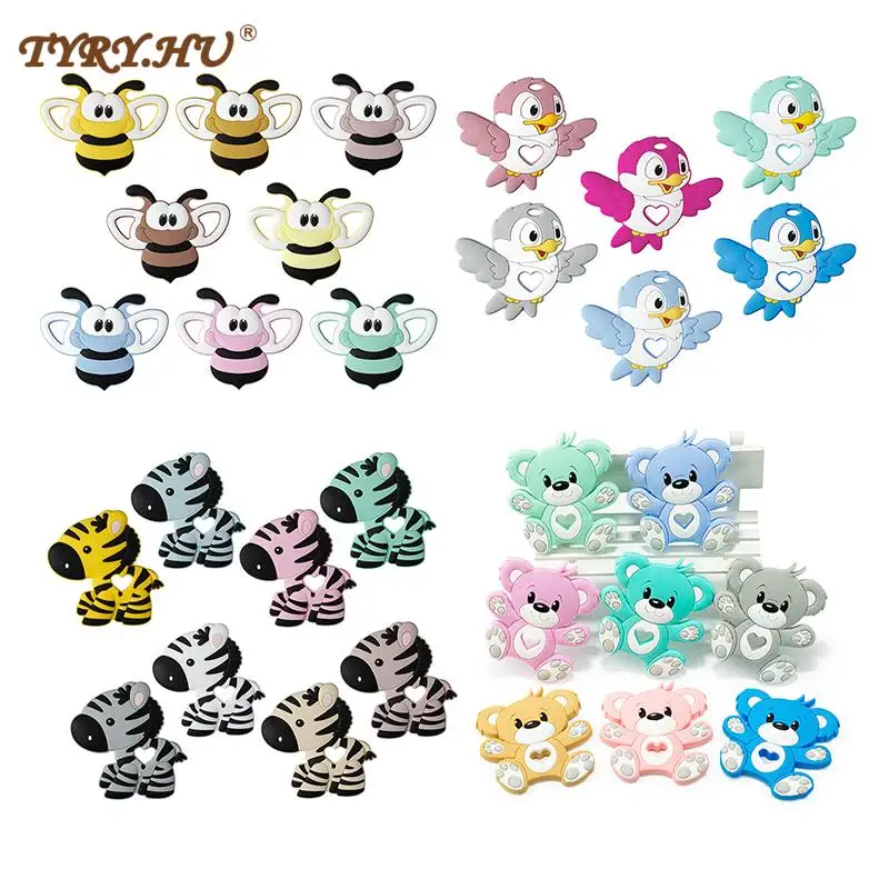 TYRY.H 1 pc Baby Animal Silicone Teethers Bird Bird  Zebra Koala Baby Teething Product Accessories For Pacifier Chains BPA Free