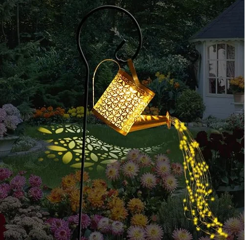 Solar garden kettle light outdoor waterproof landscape lamp wrought iron hollowed out lawn sprinkling lights Lanterns