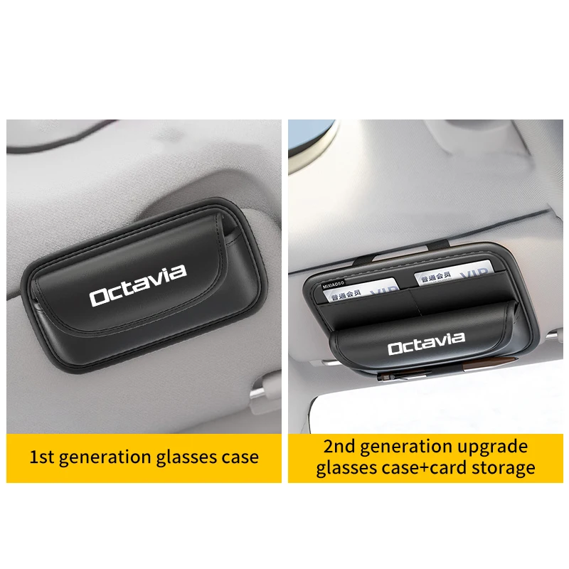 For Skoda Octavia 2 3 MK1 MK3 Tour Sunshade Multifunctional Storage Bag Car Glasses Clip Card Bag Ticket Receipt Storage Bag