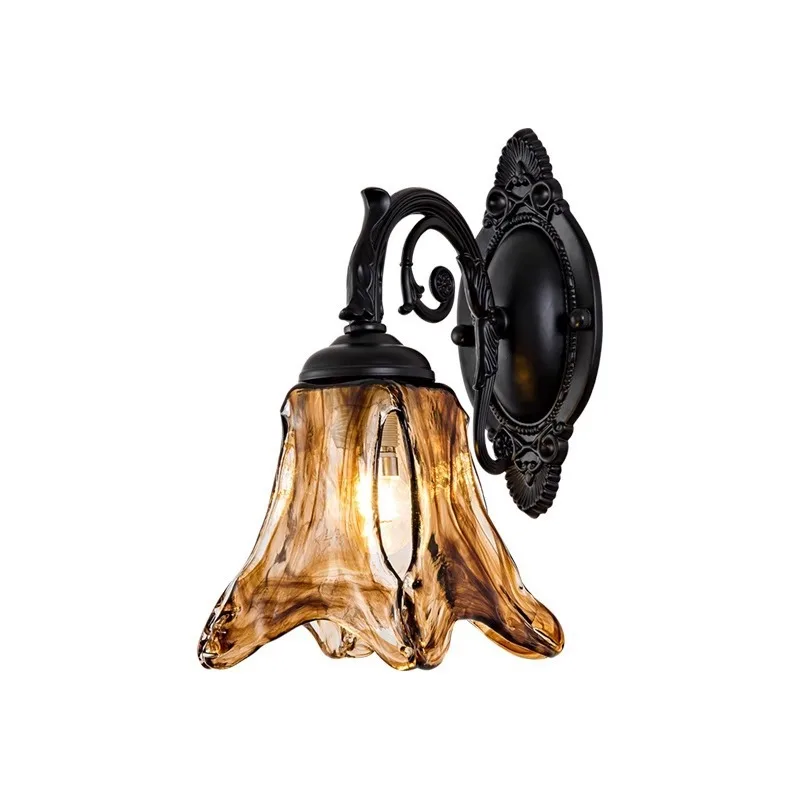 Retro bedroom bedside wall lamp, French medieval living room background wall model room