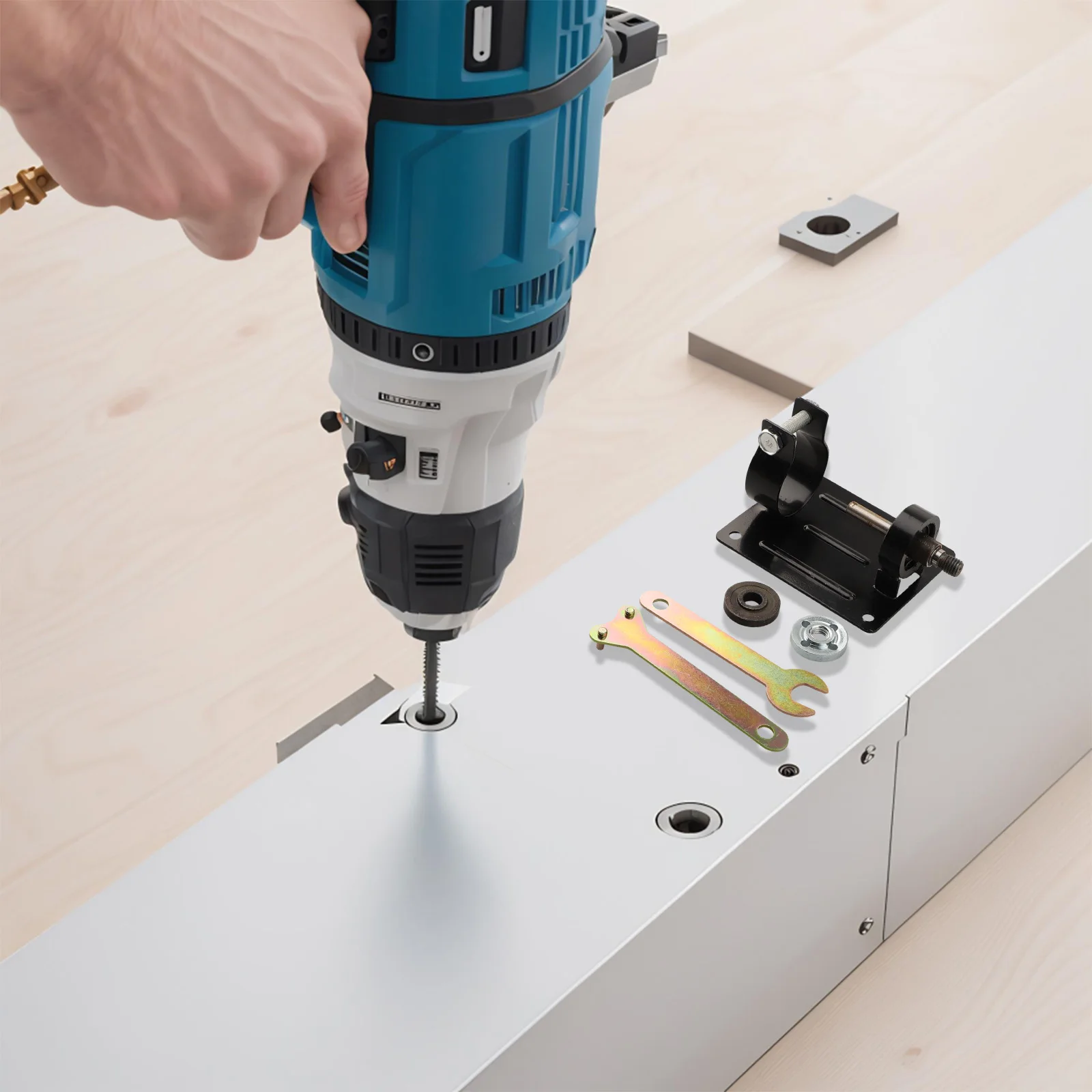 

10mm Electric Drill Cutting Seat Stand Holder Set With 2 Wrenches And 2 Gaskets Electric Drill Cutting Seat Bracket Connection