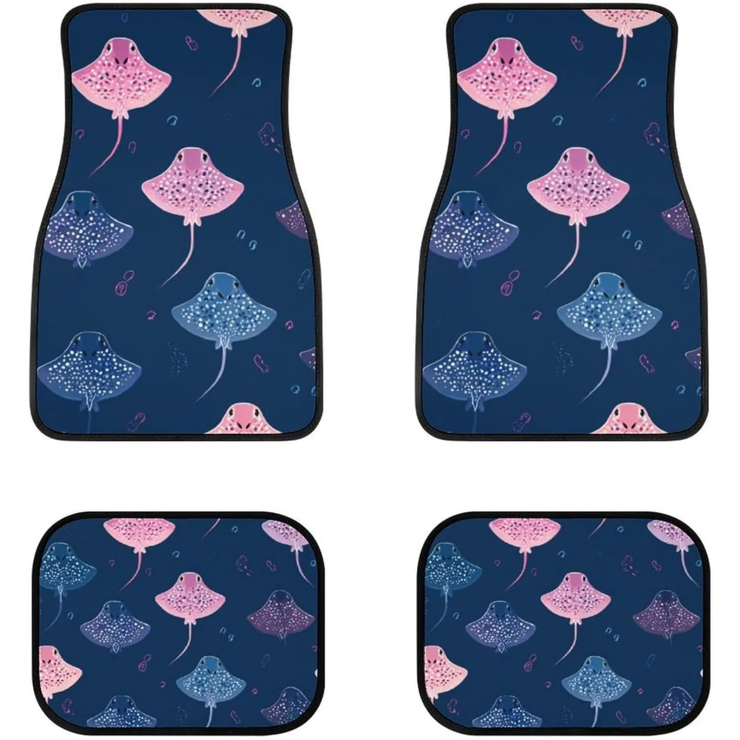 Cute Stingray 4pcs Car Floor Mats, All-Weather Auto Foot Mats, Universal Fit Car Additions Suitable For Suvs, Vans, Sedans, And