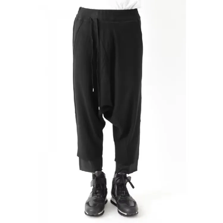 27-46 2025 roupas masculinas e femininas estilista passarela rua malha dupla camada harem calças plus size traje