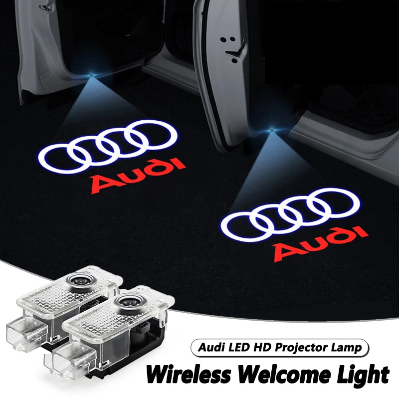 2Pcs Car Door Welcome Lights Projector Lamps Accessories For Audi Sline A3 A1 A4 B8 B7 A6 C7 A5 A7 A8 B9 B6 C6 Q2 Q3 Q5 Q7 Q8 TT