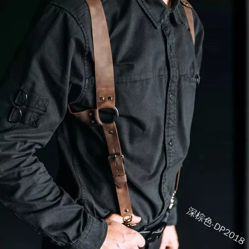 

Medieval Vintage Leather Vest Suspenders Men's Gothic Suspenders Punk Chest Straps Role Playing Knight Costume Accessories Props