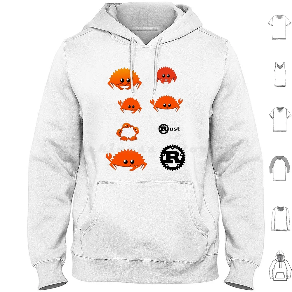 Rust Sticker Variety Pack With Ferris Hoodie cotton Long Sleeve Rust Rust Lang Programming Software Coding Web Logo Ferris