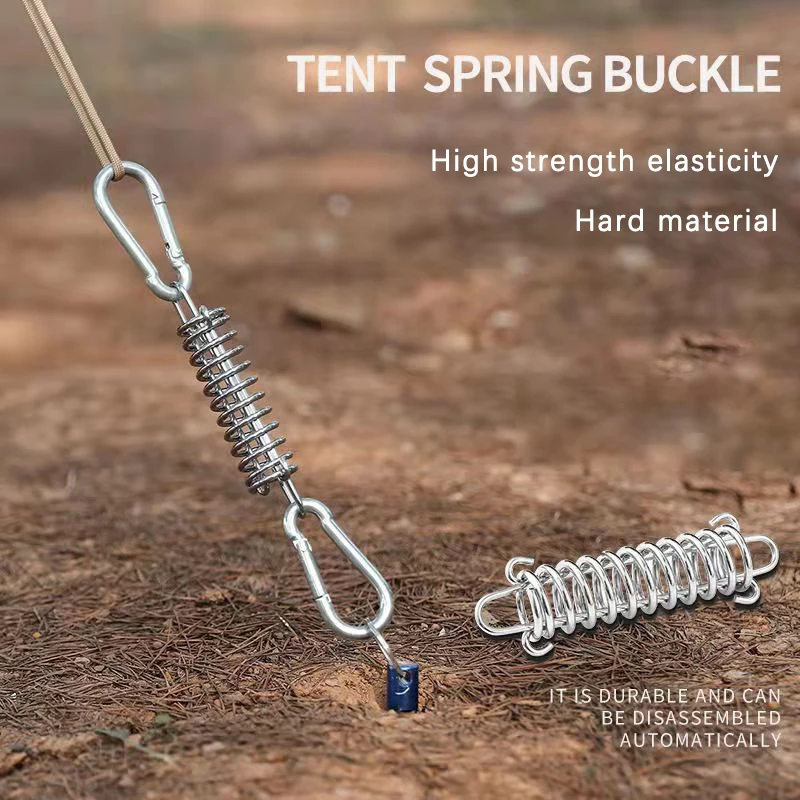 Portable Stainless Steel Tent Tension Spring Buckle Canopy Awning Rope Tensioner Outdoor Equipment