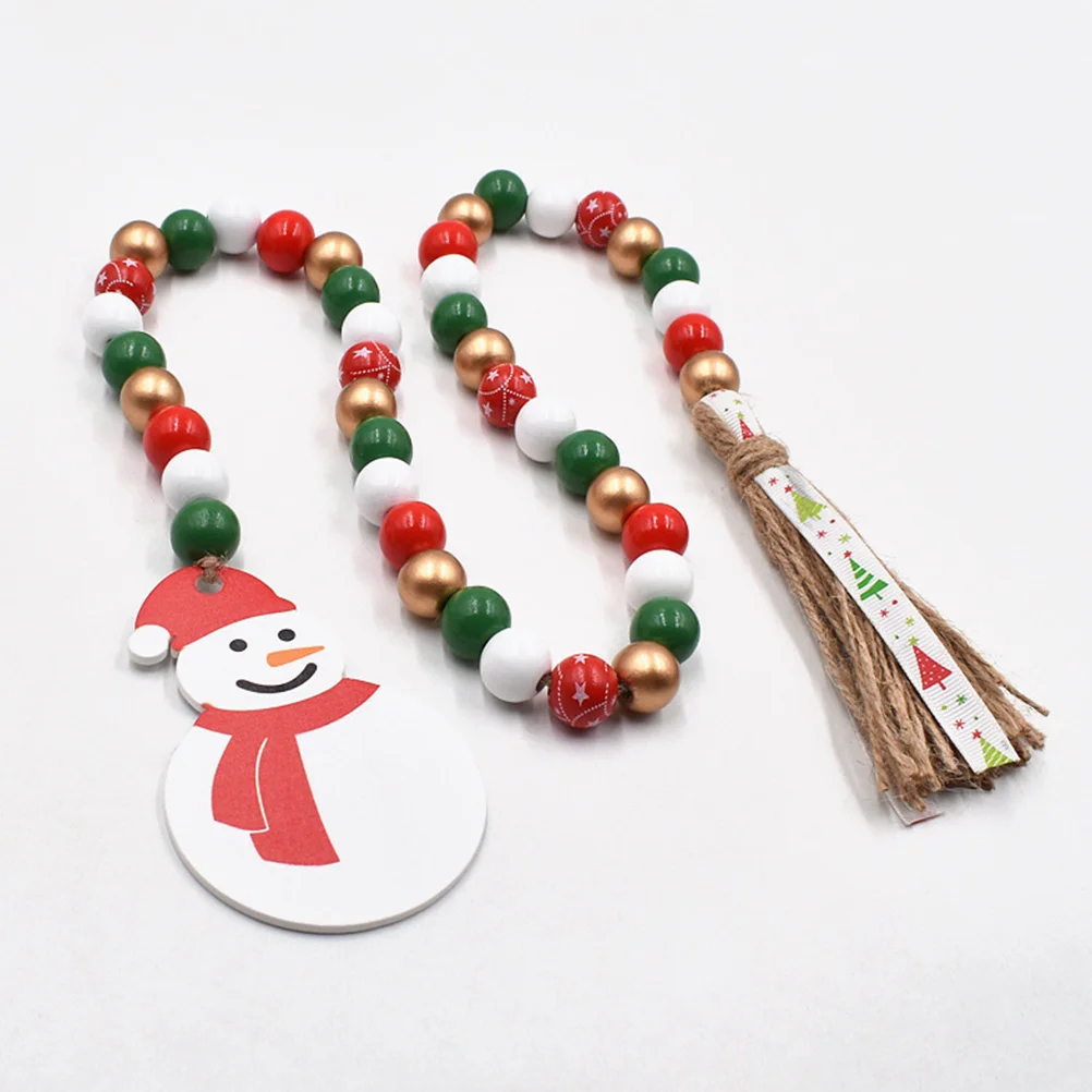 

Christmas Wooden Bead Garland Tassels Rustic Hanging Decor Xmas Party Ornament Home Decoration Christmas Wood Bead Garland