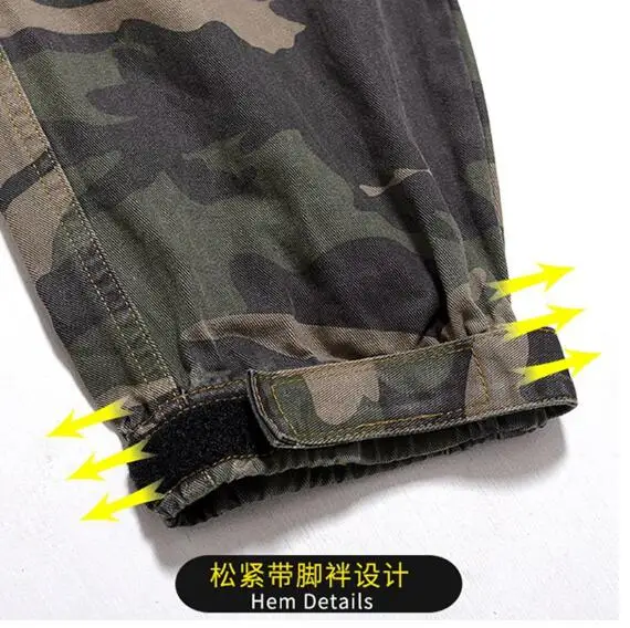 spring men cargo Camouflage pants pockets high streetwear plus size 7XL 8XL mans fashion pants Elastic waist pants army green 50