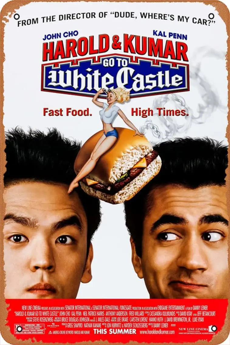 Harold & Kumar Go To White Castle (#1 of 5) Fast food. High times. 2004 Vintage Metal Tin Sign 12 x 8 Inches Poster Movie Po