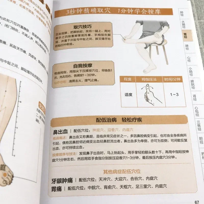Meridian Acupuncture Point Massage Quick Reference Health Care Book for Family Chinese Version Graphic Guidebook