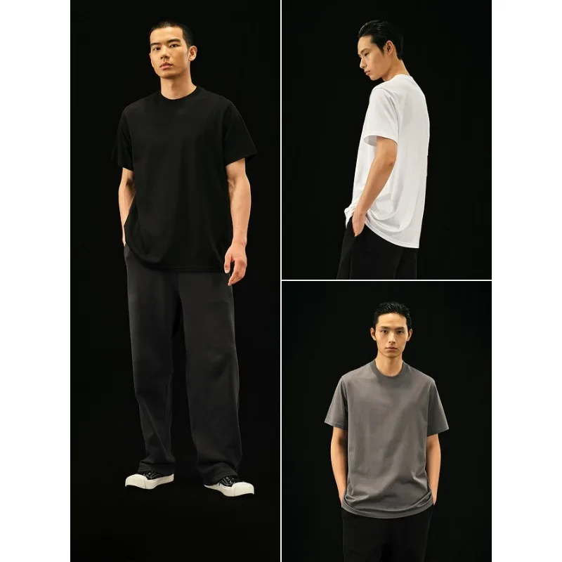 

Cotton Knitted Crew Neck T-shirt Men's Fashion Classic Solid Color Short Sleeves Universal for Couples in All Seasons