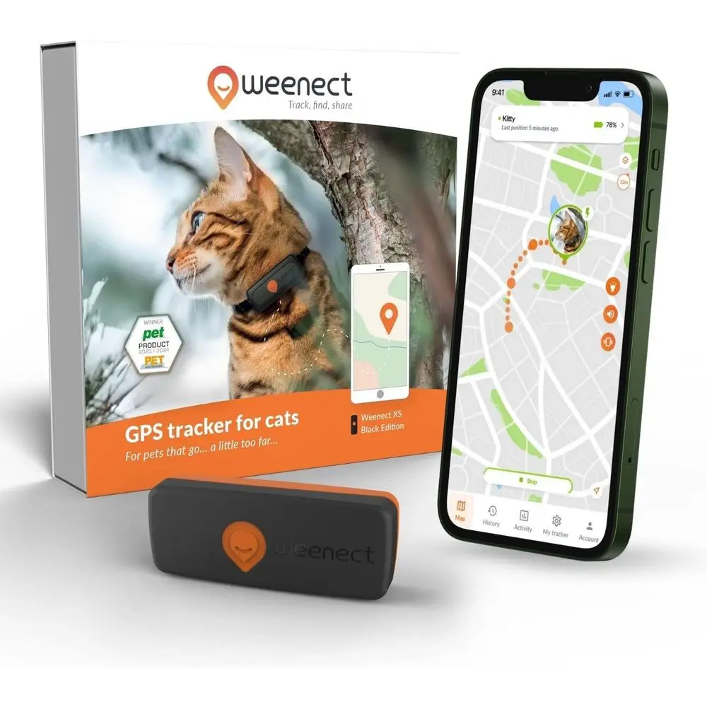 

Cat XS - New GPS Tracker for Cats | Real-time Mini GPS Tracker for Cats | Smallest Model on The Market | Collar Included | Subsc