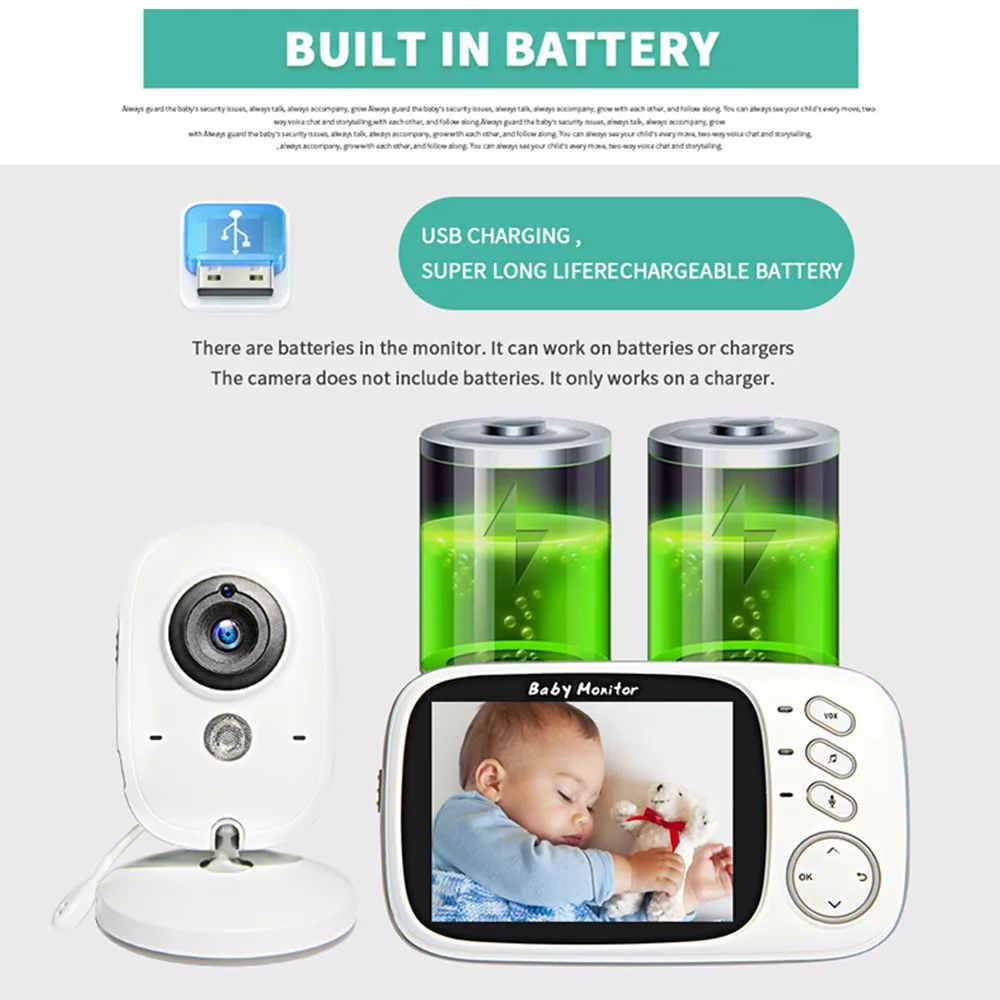 VB603 Monitor wireless Baby Care Monitor Telecamera Multilingue ad alta definizione