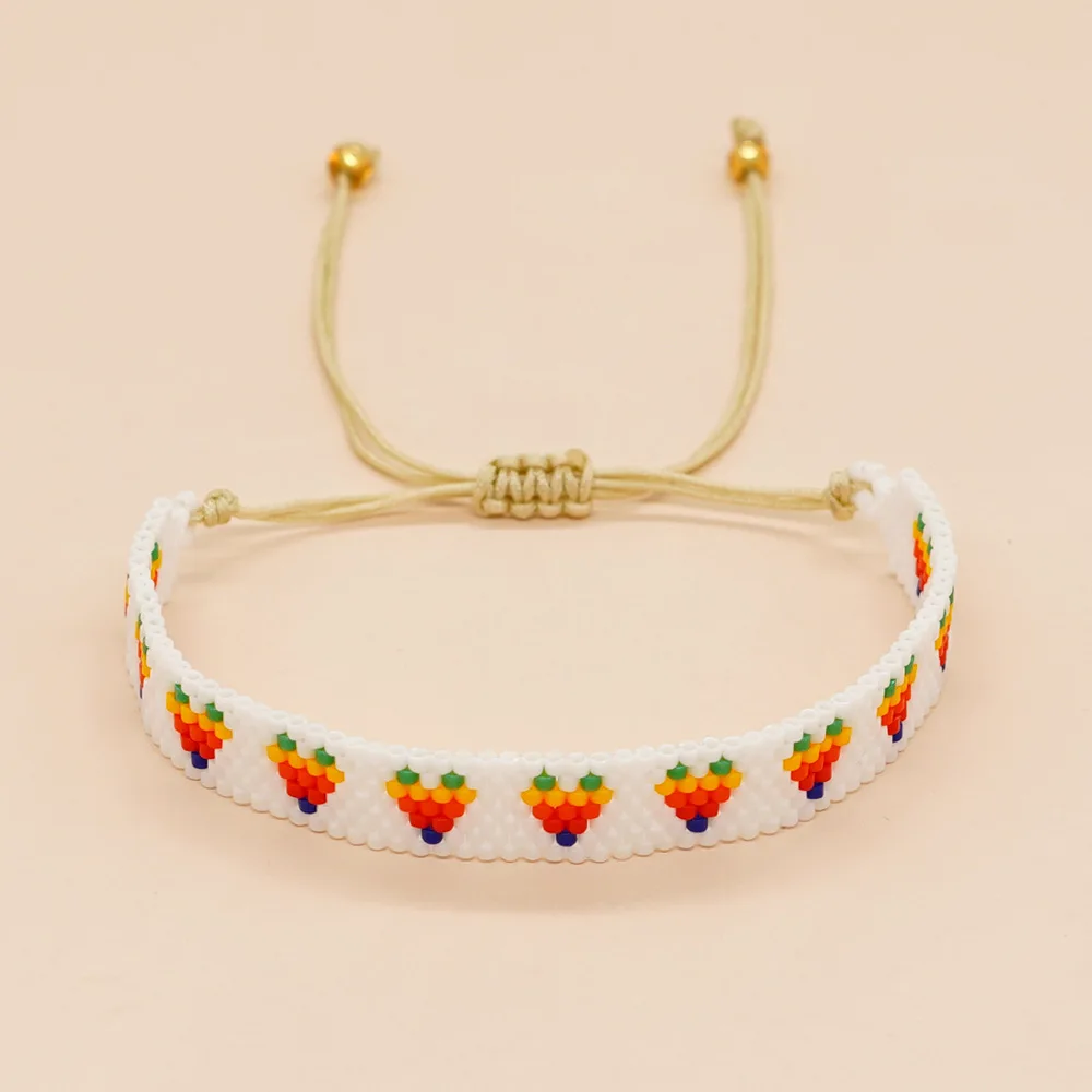 Beaded bracelet Arrow Bohemia Rainbow Hand knitting Gradient color Devil's eye Design Flowers   Adjustable Rice bead bracelet - view 4