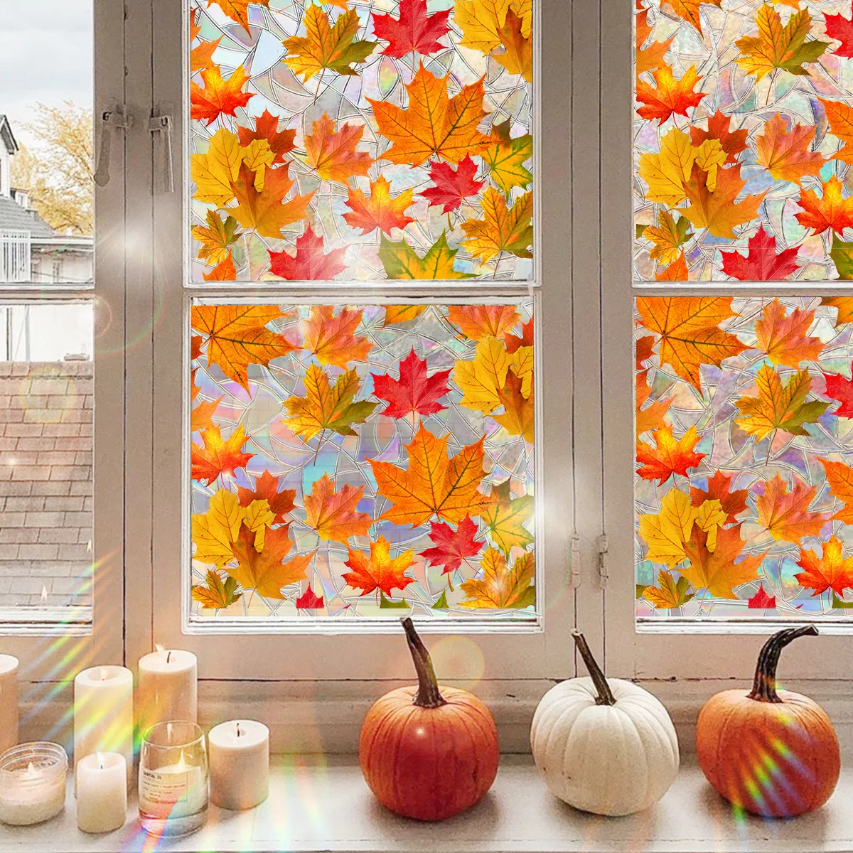 

Double-sided Static Maple Leaf Sunlight Double-sided Visual Window Sticker