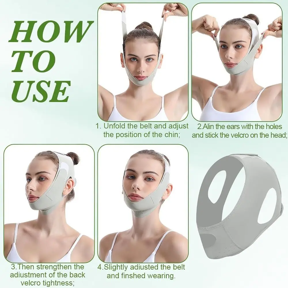 Portable Adjustable Face Lifting Belt Breathable V Shaped Facial Lifting Strap Cooling Resuable Face Lift Band Skin Care