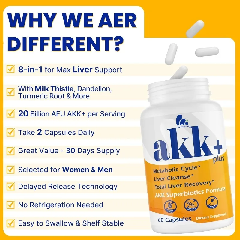 

Liver cleansing capsules contain 20 billion Akkermansia probiotics, milk thistle GLP-1- antioxidant, intestinal health support