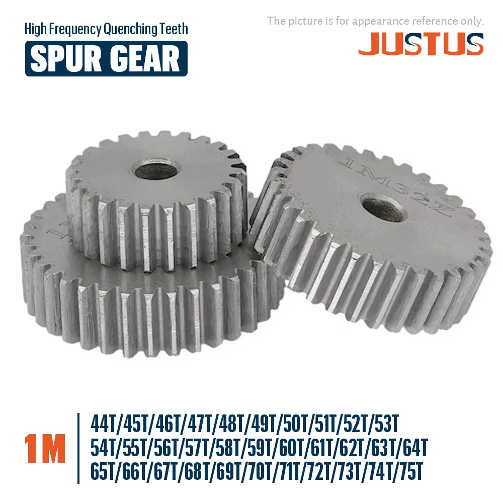 

1M Spur Gear 44T/45T/46T/47T/48T/49T/50T - 74T/75 Teeth SC45# Carbon Steel Material Cylindrical Gear Transmission Accessories