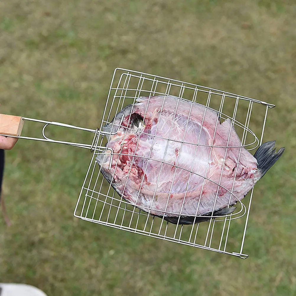 

2Pcs Fish Grill Basket Beef Grilling Mesh Rack Barbecue Tool Metal Meat Grill Rack Accessories Easy Clean Outdoor Camping Home