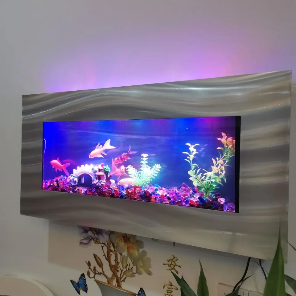 Home Decoration Landscape Wall Hanging Fish Tank Aquarium ultra clear tempered ultra-thin fish tank without changing water